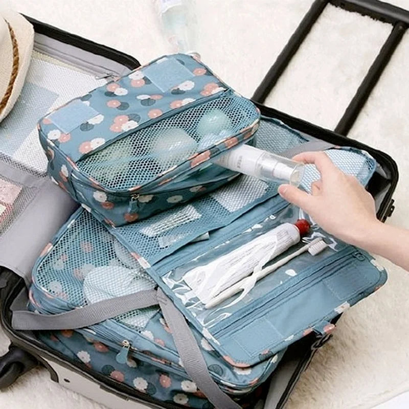 Travel-Ready Tri-Fold Makeup Bag Organizer