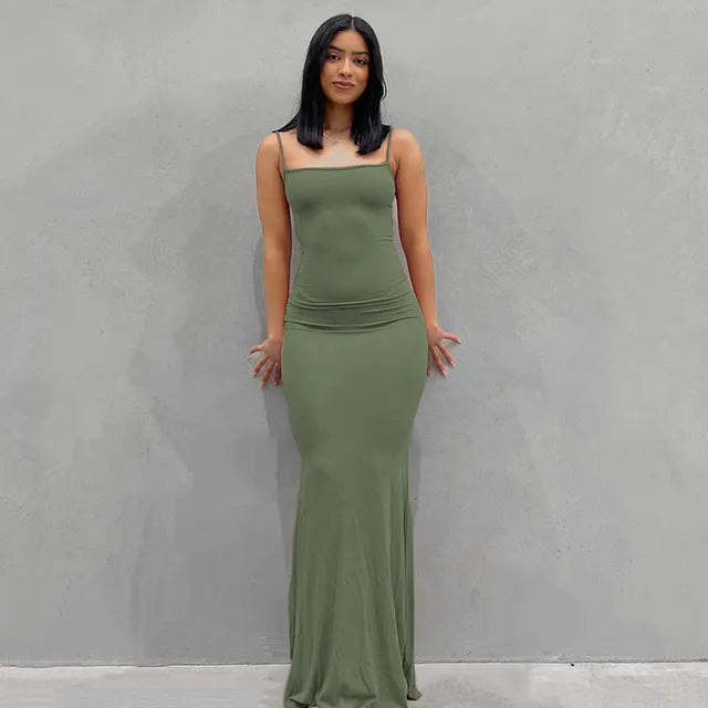 Sleek and Soft Stretchy Maxi Dress