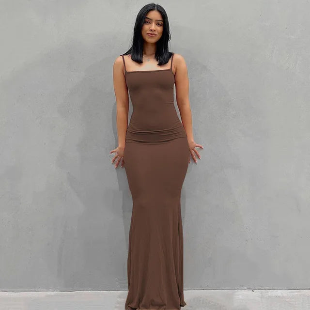 Sleek and Soft Stretchy Maxi Dress