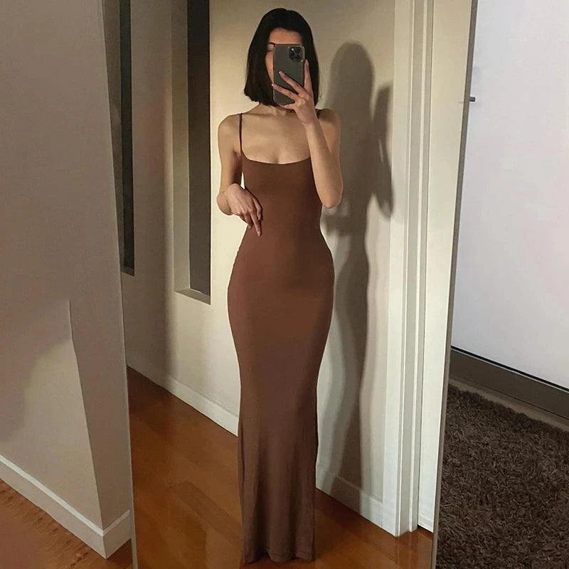 Sleek and Soft Stretchy Maxi Dress